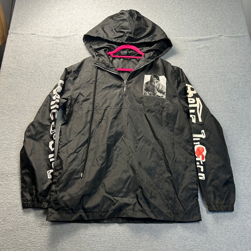 Chemistry Hooded Windbreaker Mens M Black Graphic Portrait Anorak Streetwear‎
